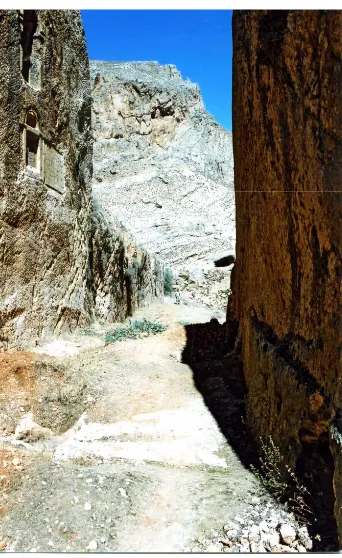 Figure 3. Rock-cut Roman road in Wadi Barada  near Damascus in Syria.   