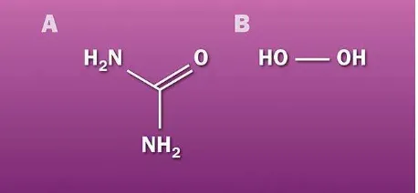 Gambar 1. Ikatan kimia (A) Karbamid Peroksida (B) Hidrogen Peroksida5 
