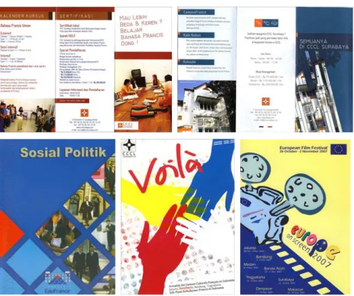 Gambar 2.7  Booklet Studi ke Perancis, Brosur Biaya Kursus,  dan majalah Voila. 