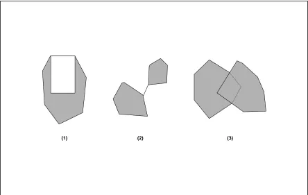 Figure 2.11⎯Geometric objects not representable as a single instance of a MultiPolygon