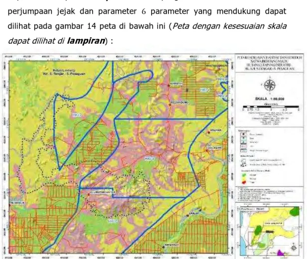 Gambar 14 : Peta Habitat dan Koridor Beruang Madu PT.HKI  Keterangan peta : Analisis awal Koridor 