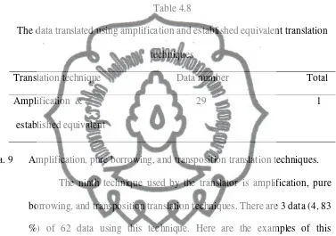 Table 4.8 The data translated using amplification and established equivalent translation 