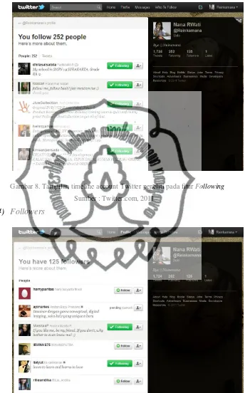 Gambar 8. Tampilan timeline account Twitter peneliti pada fitur Following 