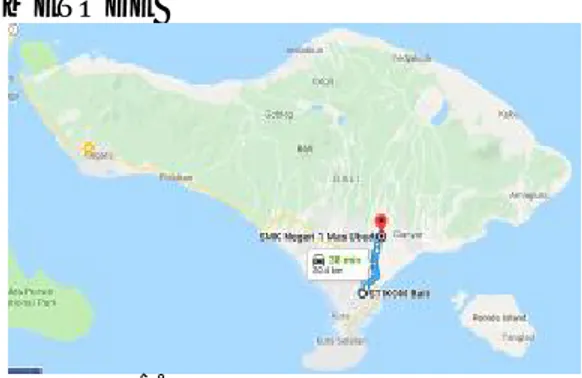 Gambar 1. Peta Lokasi Pengabdian Mitra  Pengabdian  ini  dilaksanakan  di  SMK  Negeri  1  Mas  Ubud,  adapun  peta  lokasi  dapat  dilihat  pada  gambar  3.1  berikut