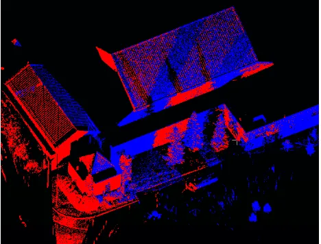 Figure 8. The two point clouds of Yamnuska hall after registration 