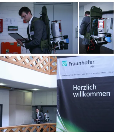 Figure 1. Photos of the ﬁrst author operating the backpack systemat MoLAS, in Freiburg, November 2014.