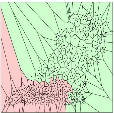 Figure 2. Voronoi diagram for geographic data. The bounding  box is not appropriate for this irregularly spread data