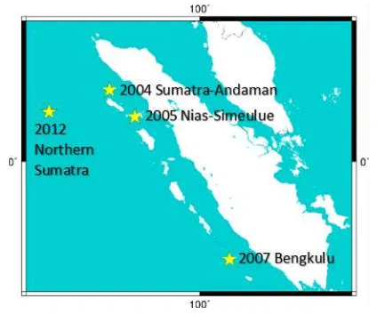 Figure 1. Location of epicenters for major earthquake affecting Malaysia from 2004 to 2013  