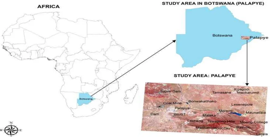 Figure 1: Location of the study area, semi-arid Palapye region in Botswana