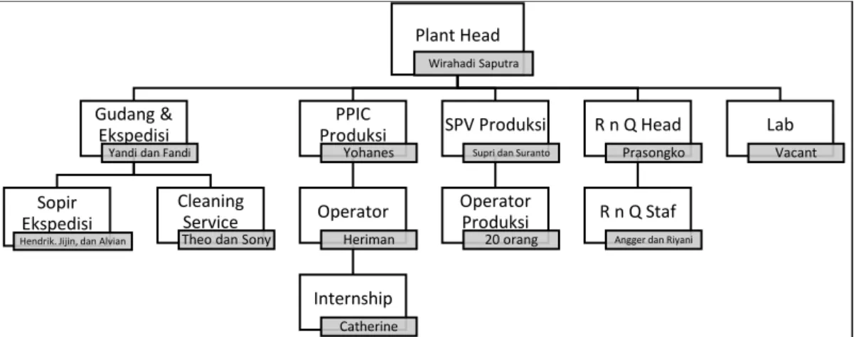 Gambar 2.16 Struktur Umum Divisi Production &amp; Warehouse PT Bionic  Natura 