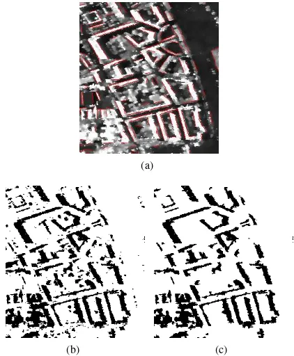 Figure 8: Comparison of roof and facades as they appear in (a) theintensity image and (b) the height maps obtained with tomogra-phy