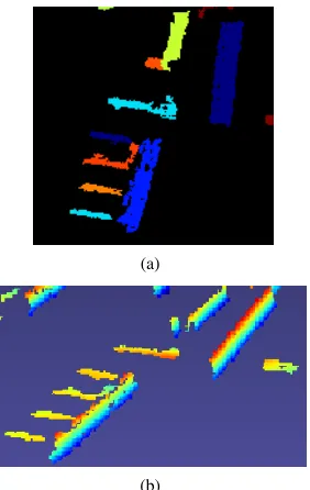 Figure 13: Outputs of the different stages of our method on a cropped area. (a) Pre-segmentation used to guide region growing.(b) Region growing and (c) ﬁnal segmentation over high reﬂectivity areas
