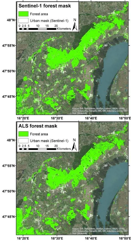 Table 1: Accuracy statistics for Sentinel-1 forest masks using ALS forest mask as reference