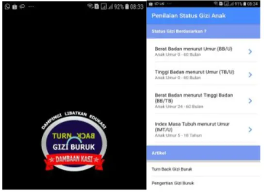 Gambar 2. Aplikasi yang  dapat digunakan secara  offline di handphone untuk  mengetahui status gizi balita  (TB/U)