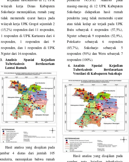 gambar Hasil analisa yang disajikan pada peta kejadian tuberkulosis berdasarkan ventilasi rumah diatas, bahwa dari jumlah 105 penderita yang ada, menunjukan rumah penderita yang 