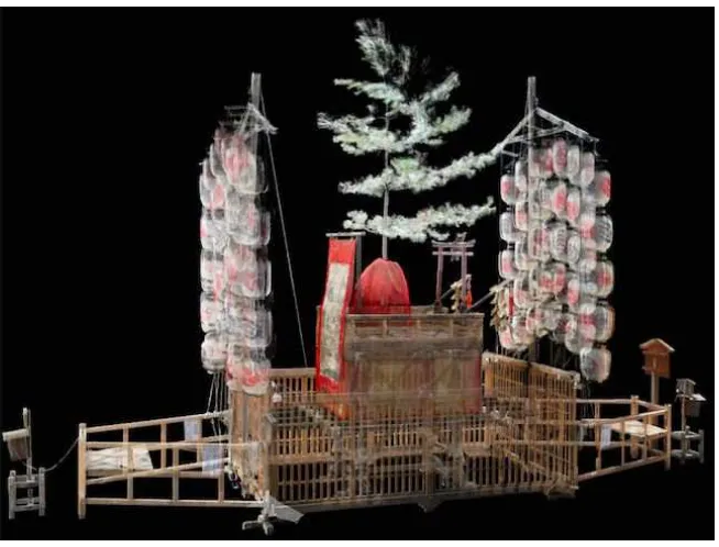Figure 1. See-through imaging of a laser-scanned point cloud of the Hachiman-Yama ﬂoat used in the Gion Festival