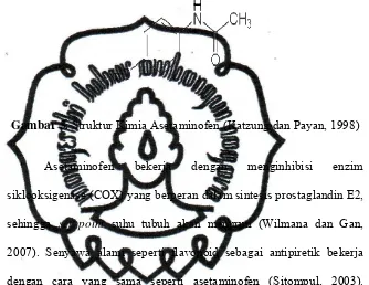 Gambar 5. Struktur Kimia Asetaminofen (Katzung dan Payan, 1998) 