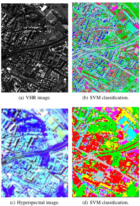 Figure 1: Inputs of our method. Two SVM classiﬁcations of onemultispectral and one hyperspectral image