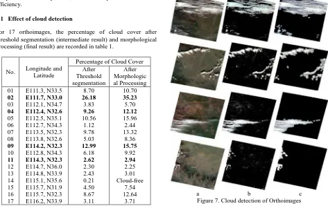 Figure 7. Cloud detection of Orthoimages  
