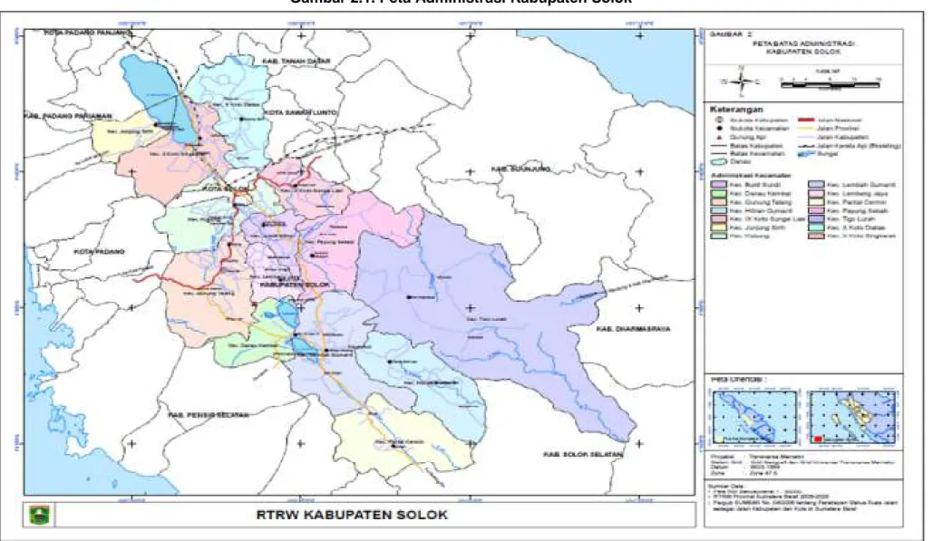 Gambar 2.1. Peta Administrasi Kabupaten Solok