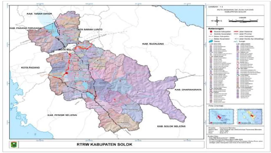 Gambar 2.2 Peta Sebaran Wilayah Nagari di Kabupaten Solok 