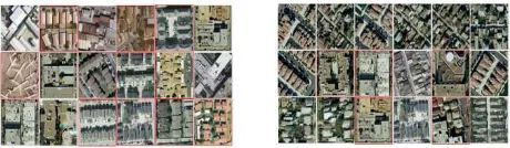 Figure 20. Examples of images retrieved using simple statistics without labelling (buildings:7/18, dense residential: 13/18)