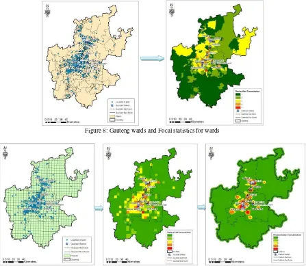 Figure 8: Gauteng wards and Focal statistics for wards              