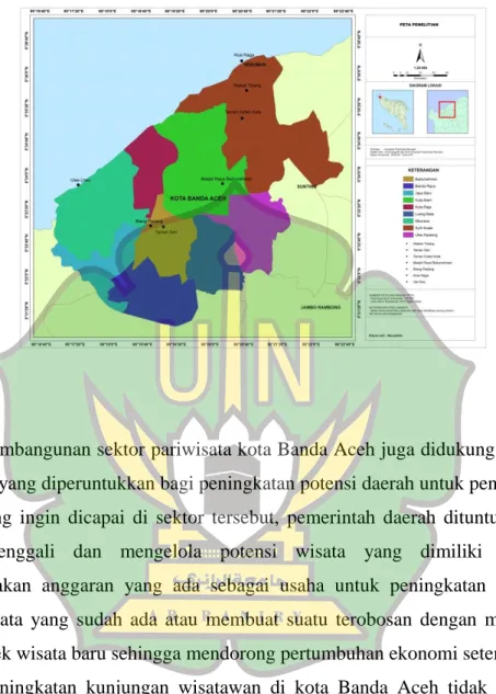 Gambar 1 Peta Lokasi Wisata Kota Banda Aceh 