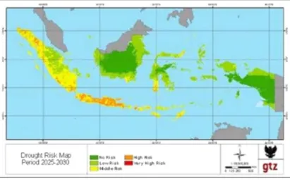 Gambar 4. Perkiraan resiko kekeringan di wilayah Indonesia pada tahun 2025 – 2030