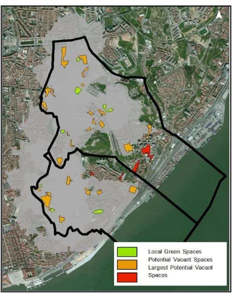 Figure 3. Areas covered by local green spaces in Penha de 