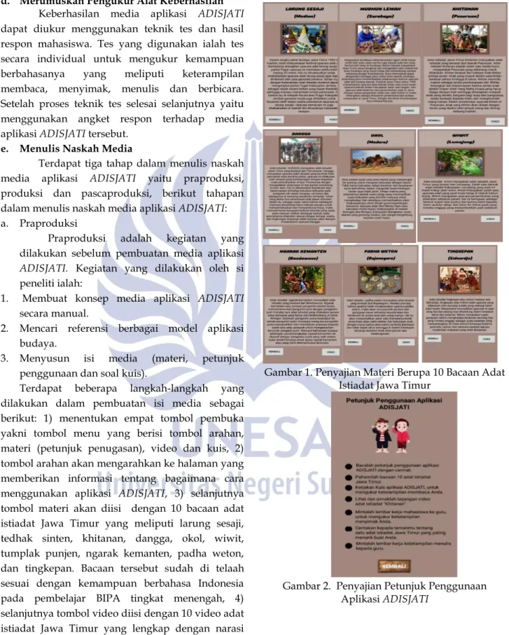 Gambar 1. Penyajian Materi Berupa 10 Bacaan Adat  Istiadat Jawa Timur 