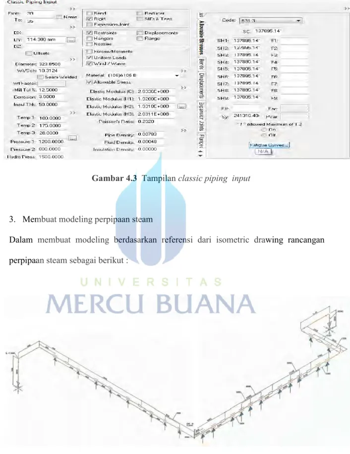 Gambar 4.3  Tampilan classic piping  input 
