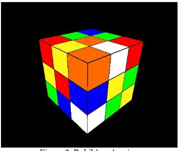 Figure 2. Rubik’s cube view  Black edges represent the spatial extension of cubes 
