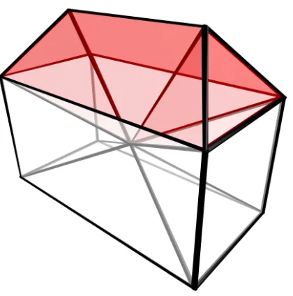 Figure 7: Collapsing a facet consisting of the volume of a simple3D model of a house in 4D