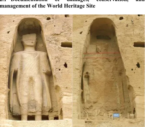 Figure 1. “Small” 38m Eastern Buddha of Bamiyan before the destruction and empty niche in 2004 