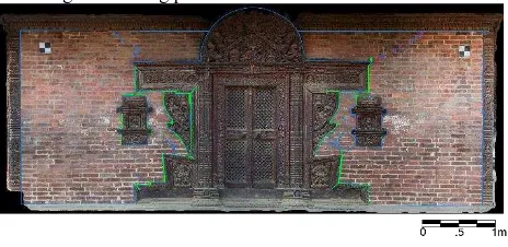 Figure 13. 270 MHz scans of vertical surfaces of the brick plinth of Nyatapola.  Note the different display contrasts and 