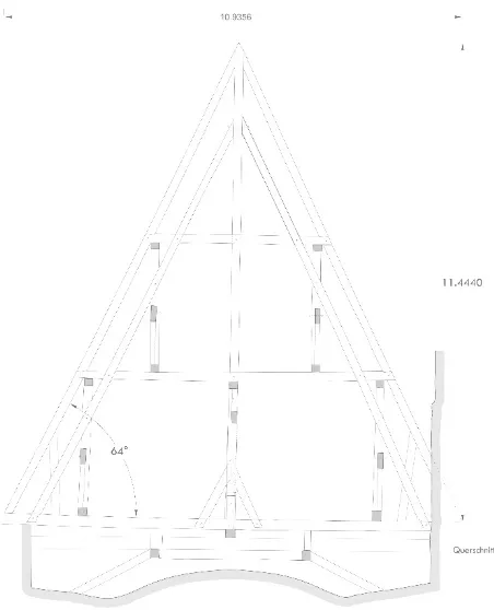 Figure 8. Vienna Imperial Palace Chapel, cross section of a principal rafter truss © Herrmann, Knauer, Slupetzky 2011 