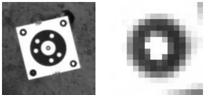Figure 3: Three 10 W LEDs placed on the corners of an opticaltarget, with a zoom on one of them