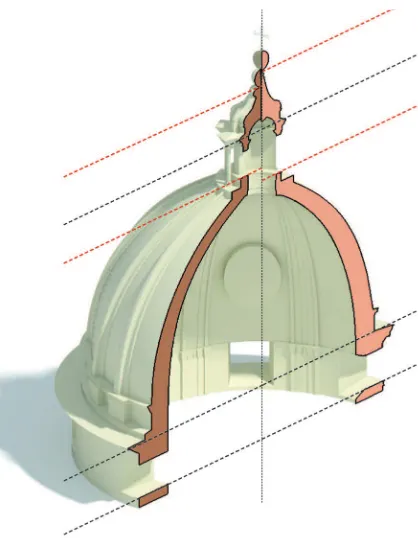 Figure 11. Comparison of section: Bernini’s design drawing (left) - survey drawing (right) 