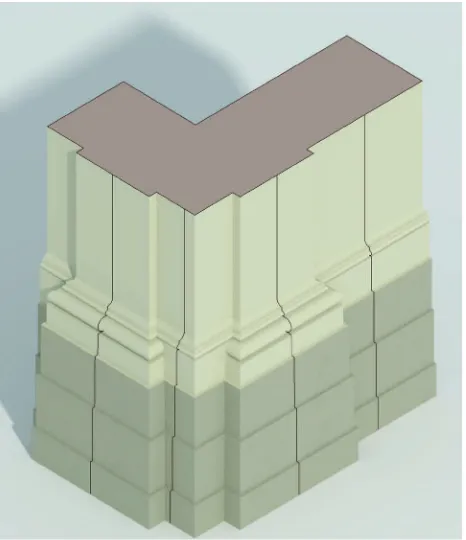 Figure 13. Comparison of detail section of cupola and lanterna: a) design model; b) survey model