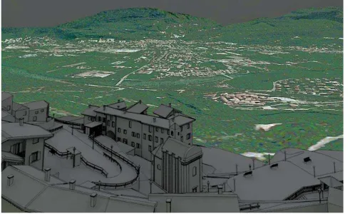 Figure 7.  Folaso, hamlet of Isera (TN): 3D urban model visualization related to its territorial context (authors: Francesca Angileri, Jole Avi, Marta Cocco, Claudia Valente) 