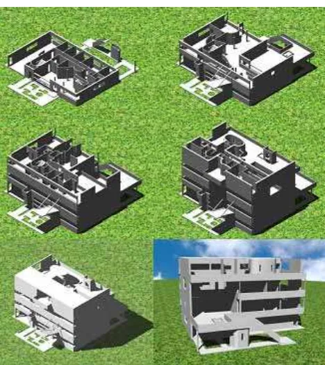 Figure 9.  Villa Stein by Le Corbusier. Two-dimensional representations obtained from the three-dimensional model