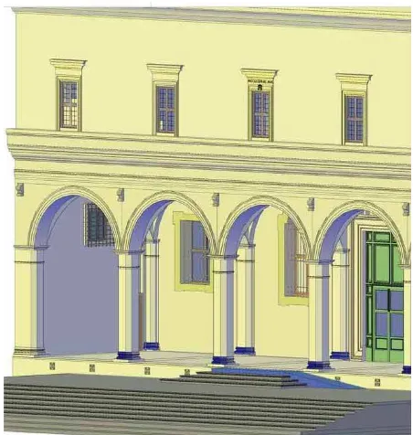 Figure 24.  Detail view of the virtual model of the entrance of  Basilica of San Pietro in Vincoli in Rome 