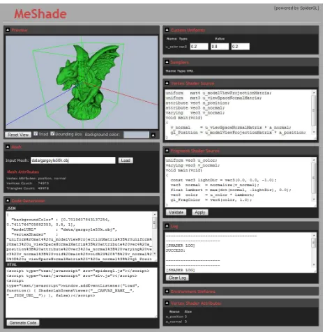 Figure 8. The MeShade user interface allows for the online 