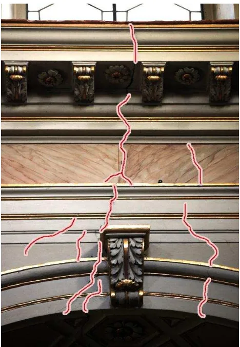 Figure 11.  Crack of an arch to the overturning of the façade  