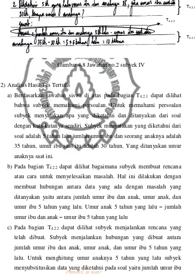 Gambar 4.8 Jawaban no.2 subyek IV 