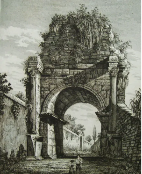 Figure 3. Rome. Northern façade, water colour by Carlo Labru-zzi. In the mid –XVIII century (from Le Pera – Turchetti, 2003)