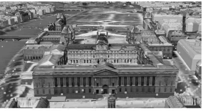 Figure 1: Aerial Photograph of the Louvre showing the Mainfacade of the East Wing of the Cour Carre courtesy of GoogleEarth