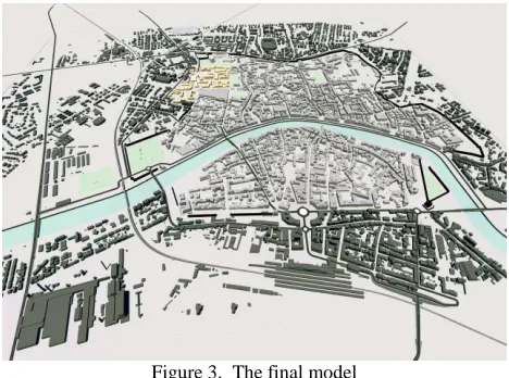 Figure 2.  Different treatment of the surfaces of  the buildings  