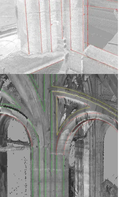 Figure 8: Above: a visual comparison between point cloud and the photogrammetrically extracted primitive